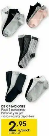 Eroski Db creaciones pack 3 calcetines hombre y mujer oferta