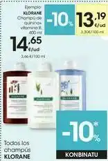 Eroski Klorane champú de quinina vitamina b oferta