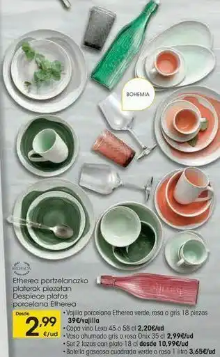 Eroski Despiece platos porcelana etherea oferta
