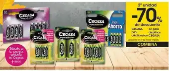 Eroski 2ª unidad -70% de descuento en pilas alcalinas cegasa oferta