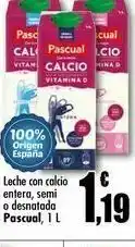 Unide Supermercados Leche con calcio entera, semi o desnatada pascual 1l oferta
