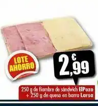 Unide Supermercados 250 g de fiambre de sándwich el pozo + 250 g de queso en barra larsa oferta