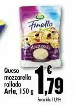 Queso mozzarella rallado arla, 150 g