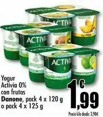 Unide Supermercados Yogur activia 0% frutas danone, pack 4 x 120 g o pack 4 x 125 g oferta