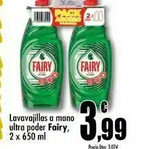 Unide Supermercados Lavavajillas a mano ultra poder fairy, 2 x 650 ml oferta