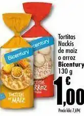 Unide Supermercados Tortitas nackis de maíz o maíz bicentury, 130 g oferta