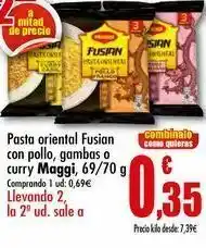 Unide Supermercados Pasta oriental fusian con pollo, gambas o curry maggi, 69/70 g oferta