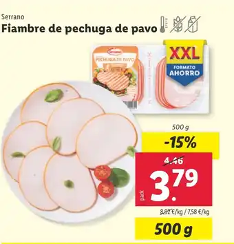 Lidl Serrano Fiambre de pechuga de pavo oferta