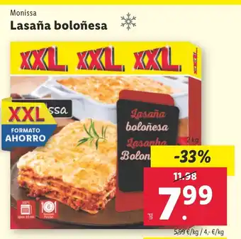 Lidl Monissa Lasaña boloñesa oferta