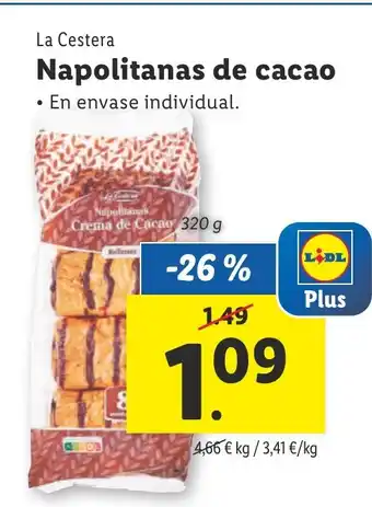 Lidl La Cestera Napolitanas de cacao oferta