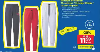Lidl Pantalón de chándal The witcher / Stranger things / La casa de papel oferta