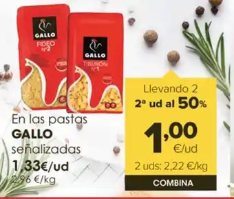 Autoservicios Familia En las pastas GALLO señalizadas oferta