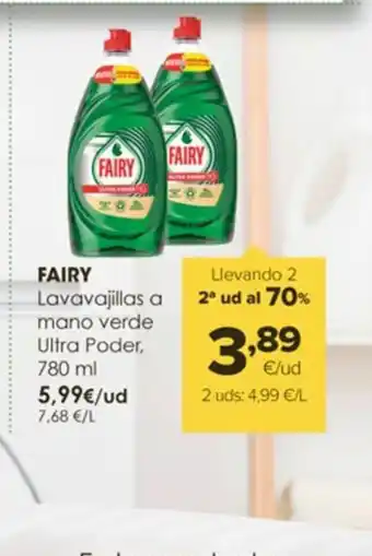 Autoservicios Familia FAIRY Lavavajillas a mano verde Ultra Poder oferta