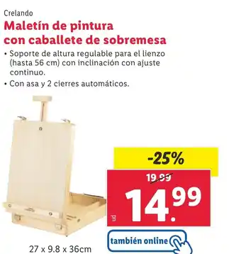 Lidl Maletín de pintura con caballete de sobremesa oferta