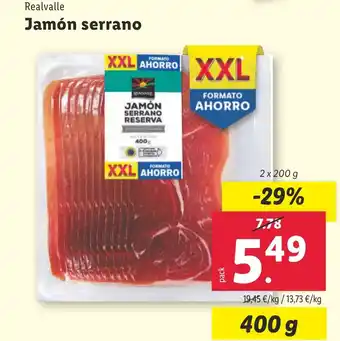 Lidl Realvalle Jamón serrano oferta