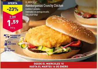 ALDI Hamburguesas Crunchy Chicken oferta