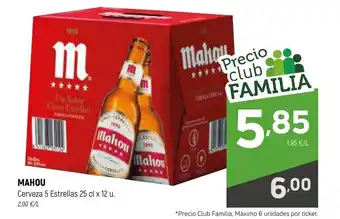 Coviran MAHOU Cerveza 5 Estrellas 25 cl x 12 u. oferta