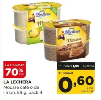 Alimerka LA LECHERA Mousse café o de limón, 59 g. pack 4 oferta
