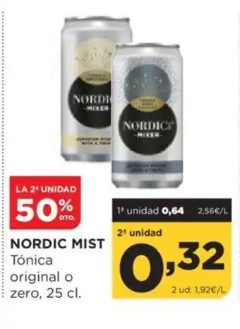 Alimerka NORDIC MIST Tónica original o zero, 25 cl. oferta