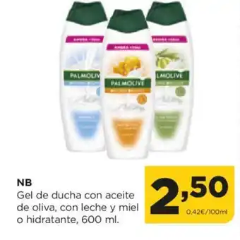 Alimerka NB Gel de ducha con aceite de oliva, con leche y miel o hidratante, 600 ml. oferta