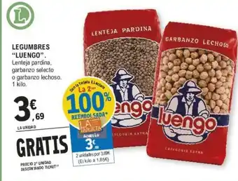 E.Leclerc LEGUMBRES "LUENGO". Lenteja pardina, garbanzo selecto o garbanzo lechoso. oferta