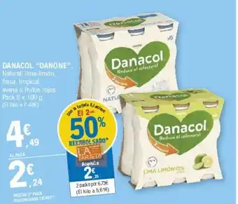 E.Leclerc DANACOL "DANONE". Natural, lima-limón, fresa, tropical, oferta