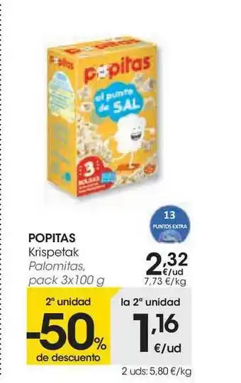 Eroski Popitas Krispetak Palomitas 3x100g oferta