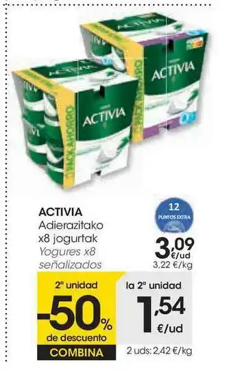 Eroski Activia Adierazitako X8 Jogurtak oferta