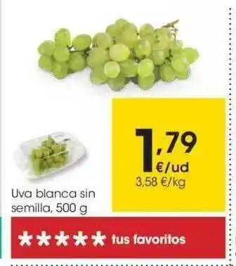 Eroski Uva Blanca Sin Semilla 500g oferta