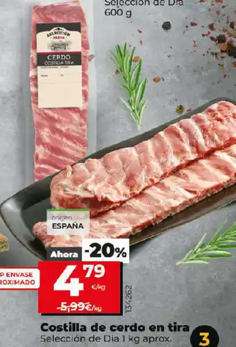 Dia Costilla de cerdo en tira 1kg oferta