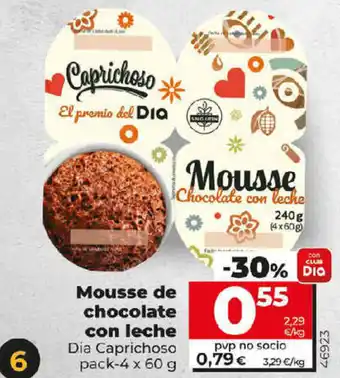 Dia Mousse de chocolate con leche pack-4 x 60g oferta