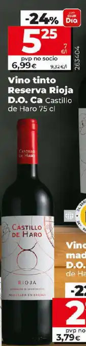 Dia Vino tinto Reserva Rioja D.O. Ca Castillo de Haro 75 cl oferta