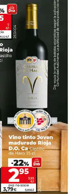 Dia Vino tinto Joven madurado Rioja D.O. Castillo de Haro 75 cl oferta