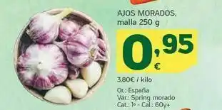 HiperDino Ajos morados, malla 250 g oferta