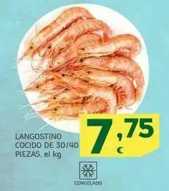 HiperDino Langostino cocido de 30/40 piezas, el kg oferta