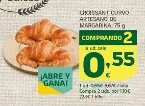 HiperDino Croissant curvo artesano de margarina, 75 g oferta