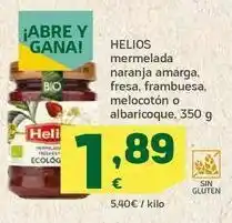 HiperDino Helios mermelada naranja amarga, fresa, frambuesa, melocotón o albaricoque, 350 g oferta