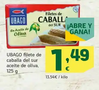 HiperDino Ubago filete de caballa del sur aceite de oliva, 125 g oferta