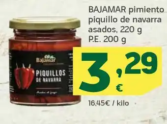 HiperDino Bajamar pimiento piquillo de navarra asados, 220 g p.e. 200 g oferta
