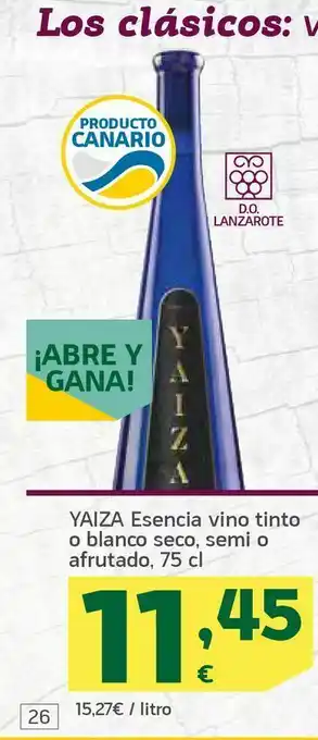 HiperDino Yaiza esencia vino tinto o blanco seco, semi o afrutado, 75 cl oferta