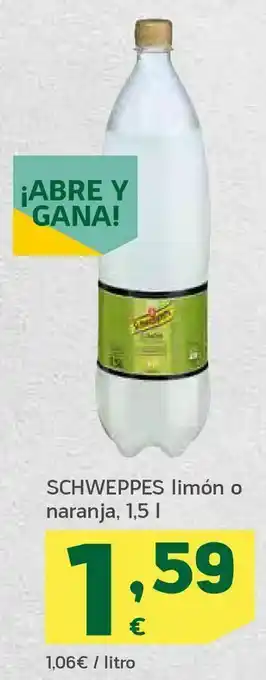 HiperDino Schweppes limón o naranja, 1,5 l oferta