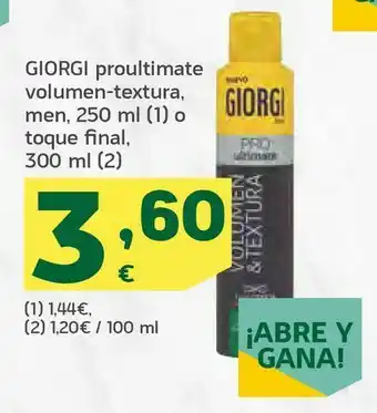 HiperDino Giorgi proultimate volumen-textura, men, 250 ml o toque final, 300 ml oferta
