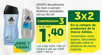 HiperDino Adidas desodorante for men o women distintas variedades, roll-on 50 ml oferta