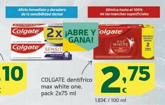 HiperDino Colgate dentífrico max white one, pack 2x75 ml oferta