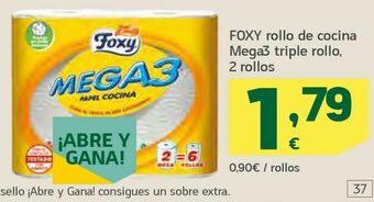 HiperDino Foxy rollo de cocina mega3 triple rollo, 2 rollos oferta