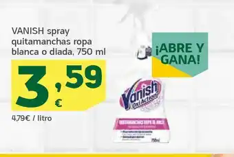 HiperDino Vanish spray quitamanchas ropa blanca o diada, 750 ml oferta