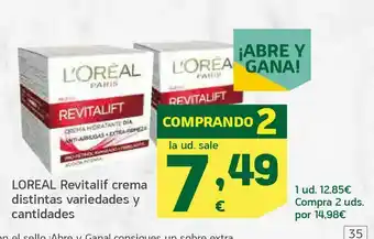 HiperDino L'oreal revitalif crema distintas variedades y cantidades oferta
