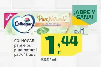 HiperDino Colhogar pañuelos pure natural, pack 12 uds. oferta