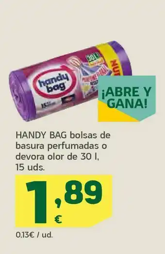 HiperDino Handy bag bolsas de basura perfumadas o devora olor de 30 l, 15 uds. oferta