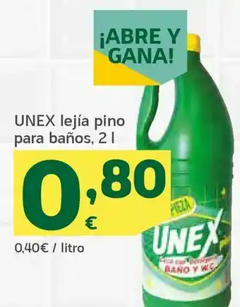 HiperDino Unex lejía pino para baños, 2 l oferta